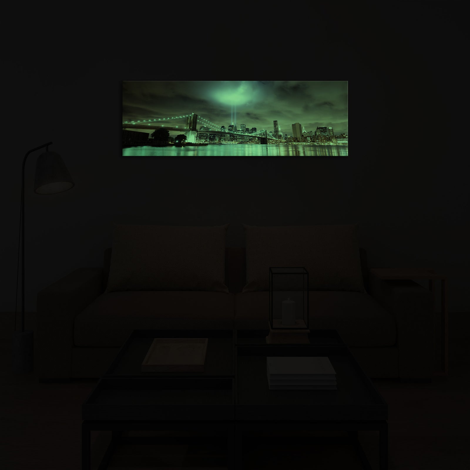 Cities No. 001, glowing in a room at night