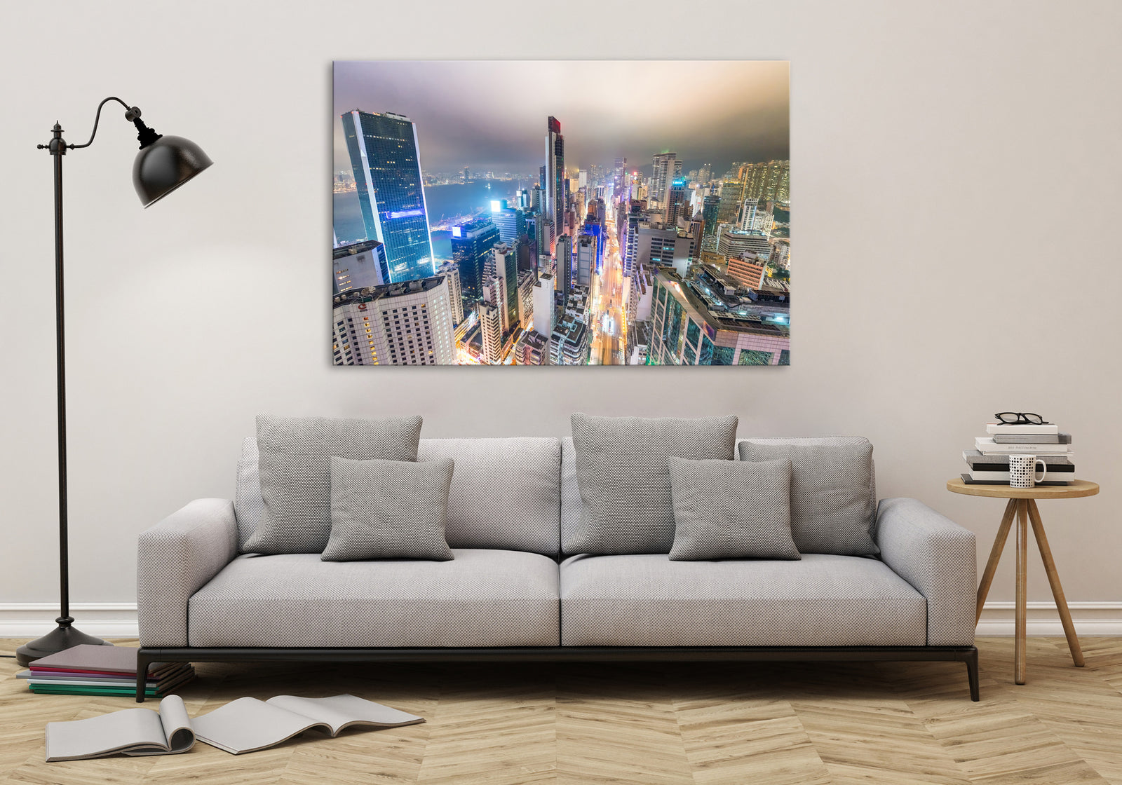 Cities No. 004, shown framed in a room by day