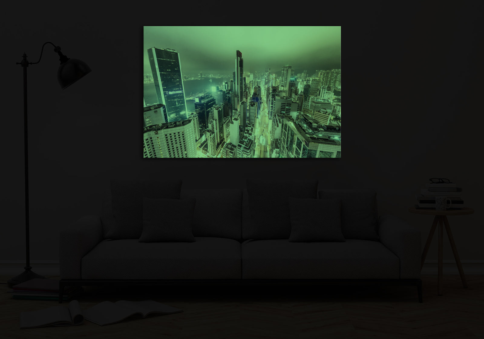 Cities No. 004, glowing in a room at night