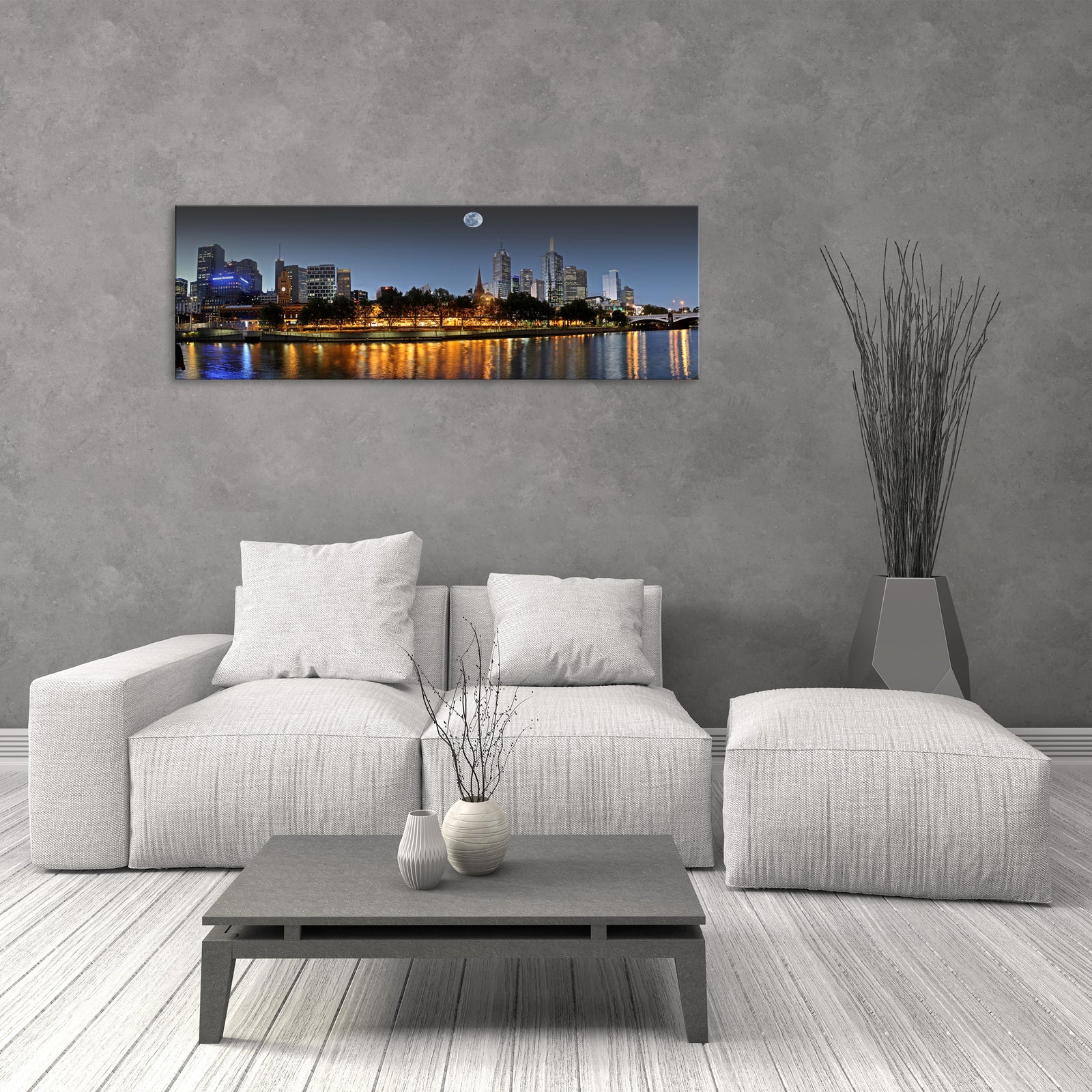 Cities No. 005, shown framed in a room by day