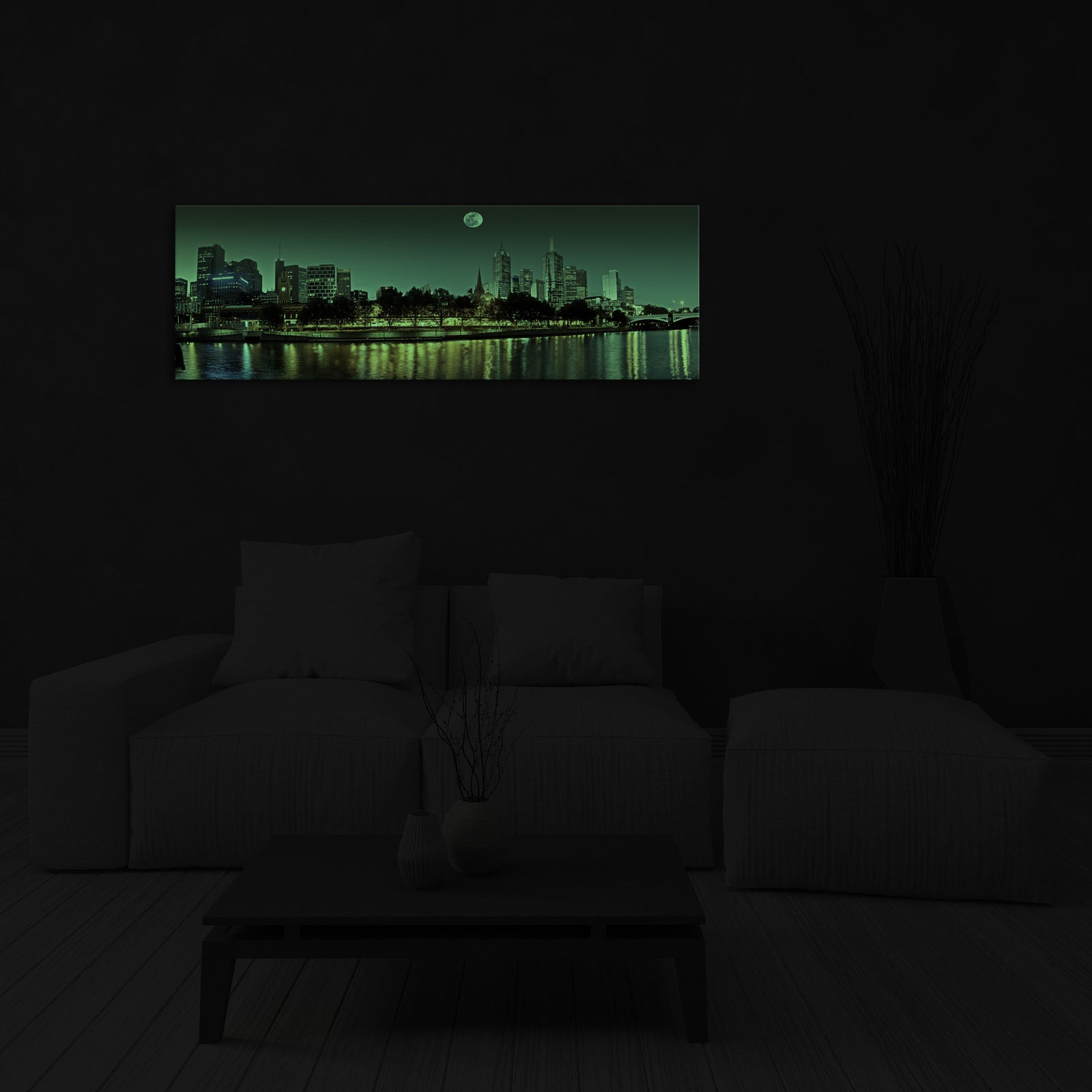 Cities No. 005, glowing in a room at night