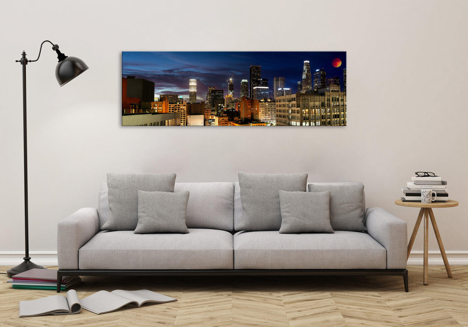 Cities No. 007, shown framed in a room by day