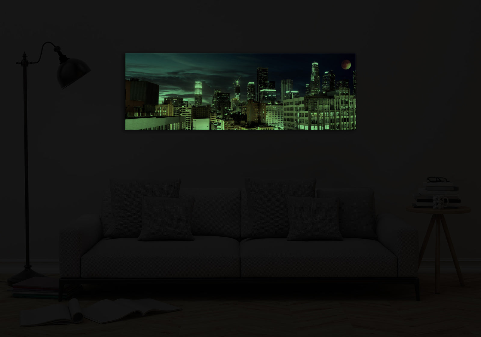 Cities No. 007, glowing in a room at night