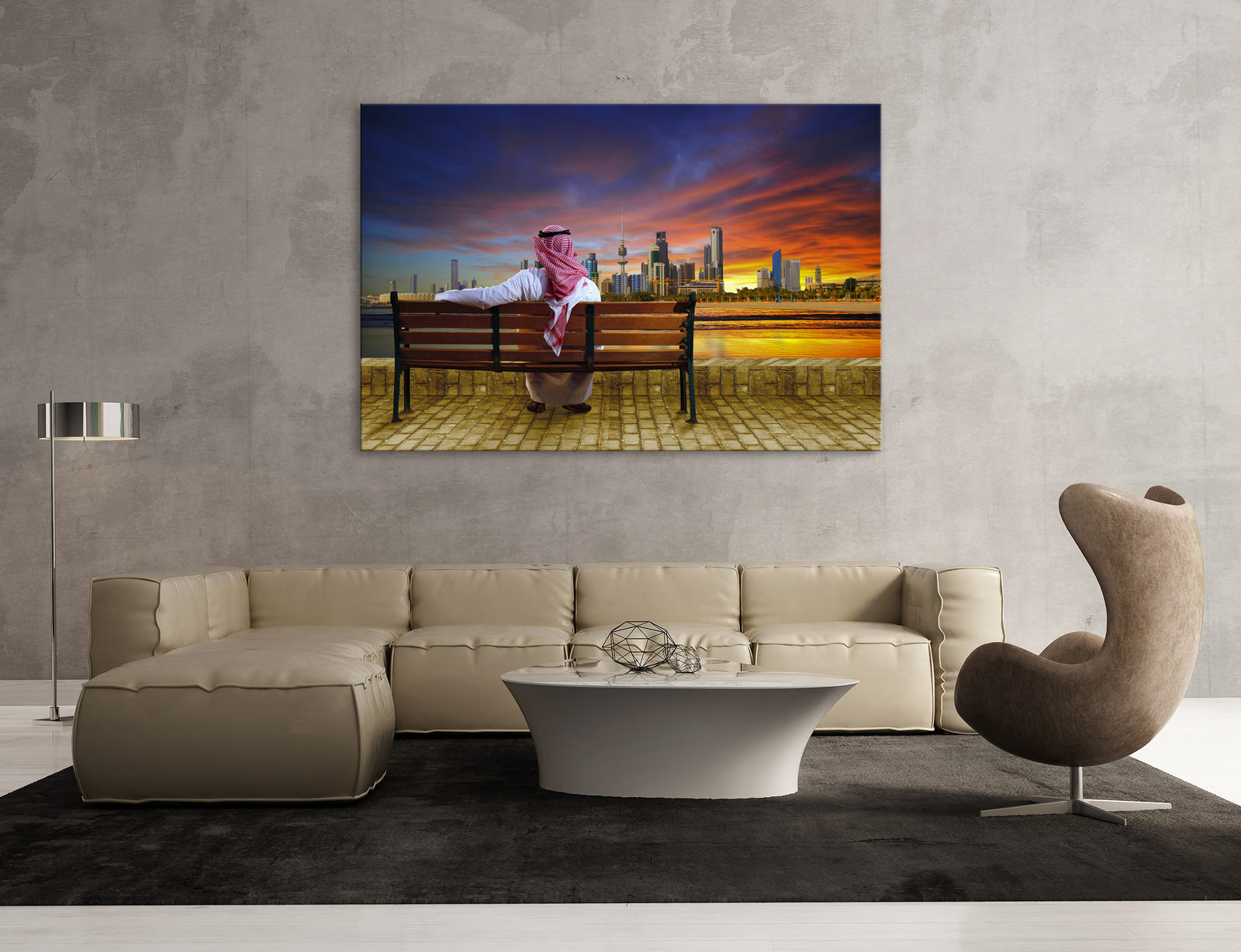 Cities No. 008, shown framed in a room by day