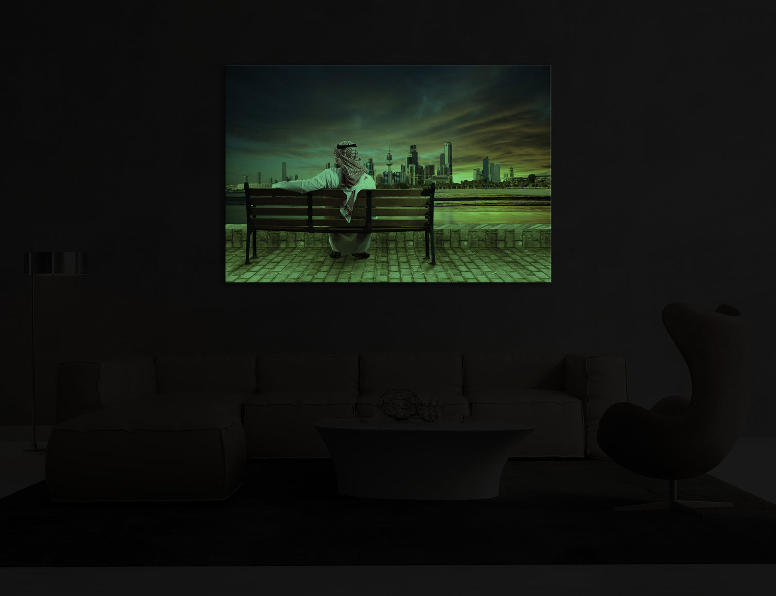 Cities No. 008, glowing in a room at night