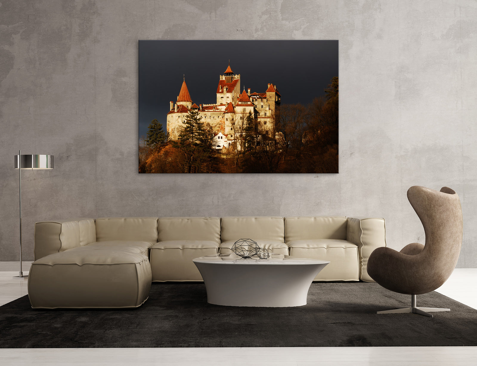 Cities No. 009, shown framed in a room by day