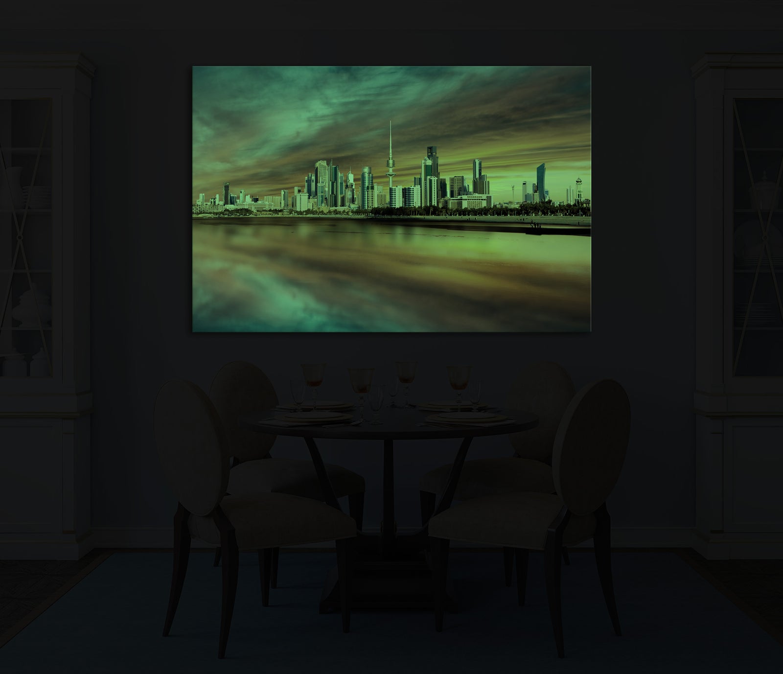 Cities No. 010, glowing in a room at night