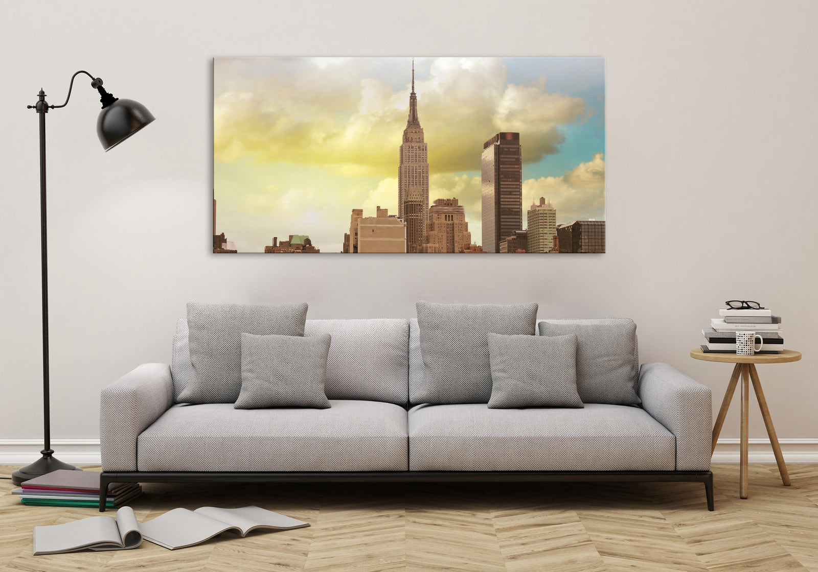 Cities No. 011, shown framed in a room by day