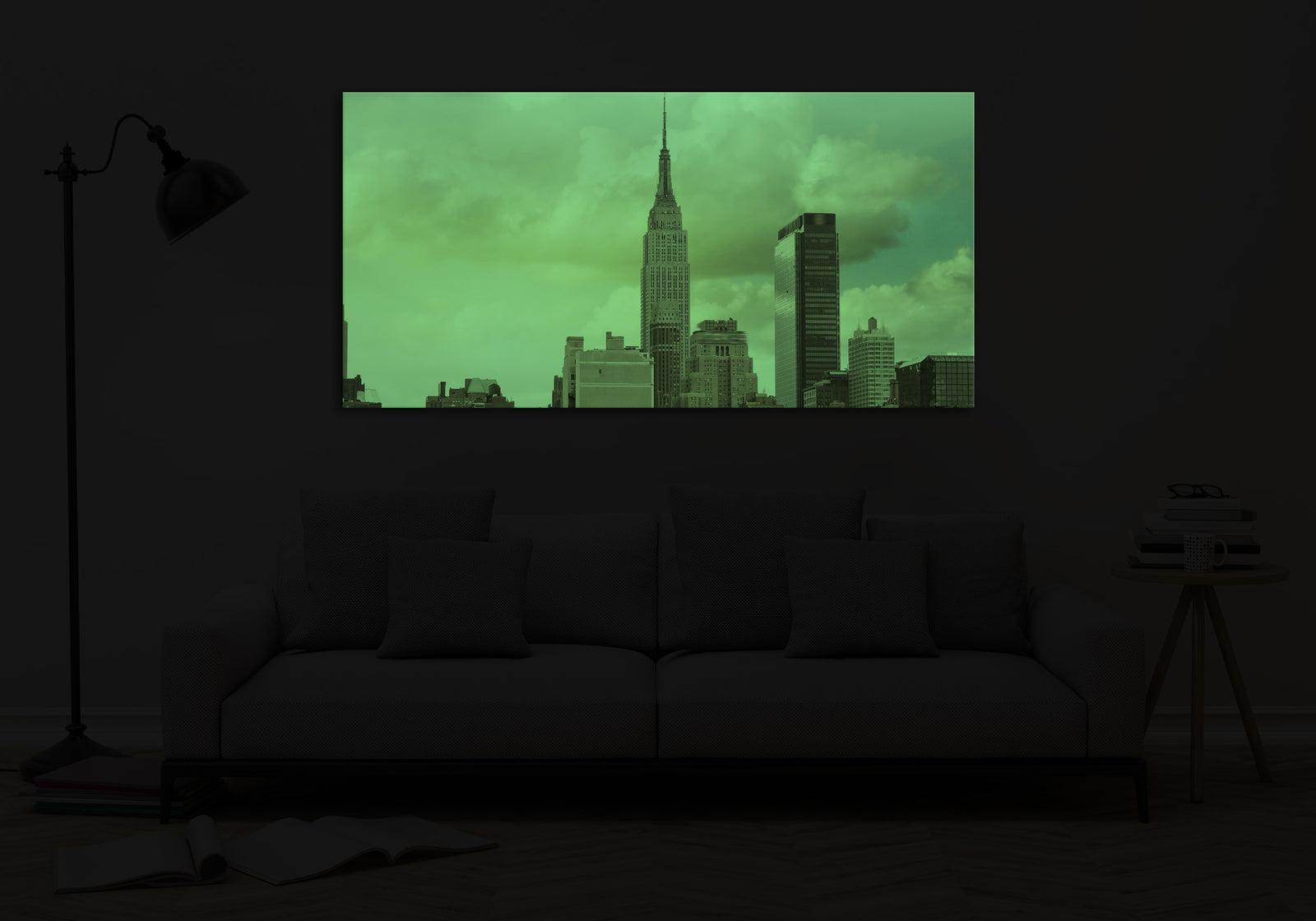 Cities No. 011, glowing in a room at night