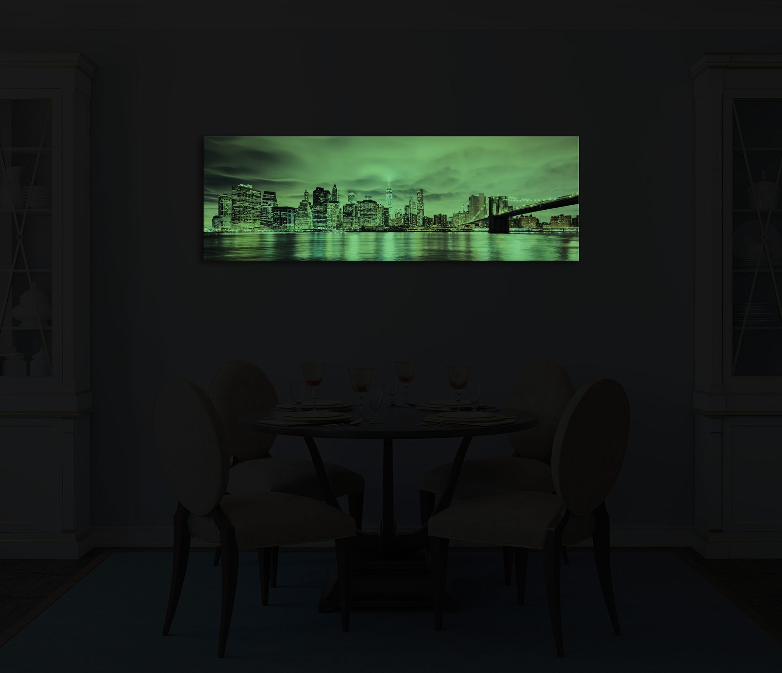 Cities No. 014, glowing in a room at night