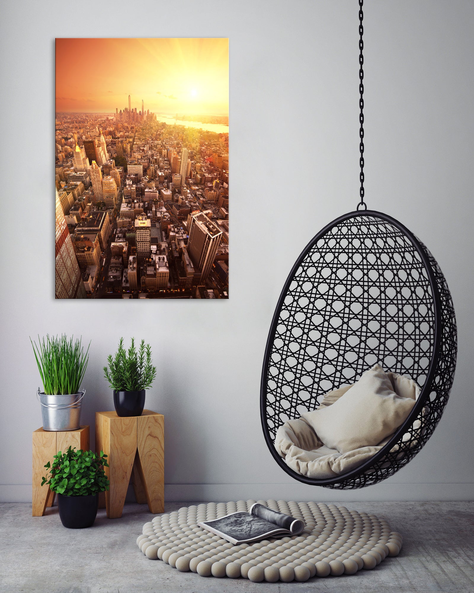 Cities No. 019, shown framed in a room by day