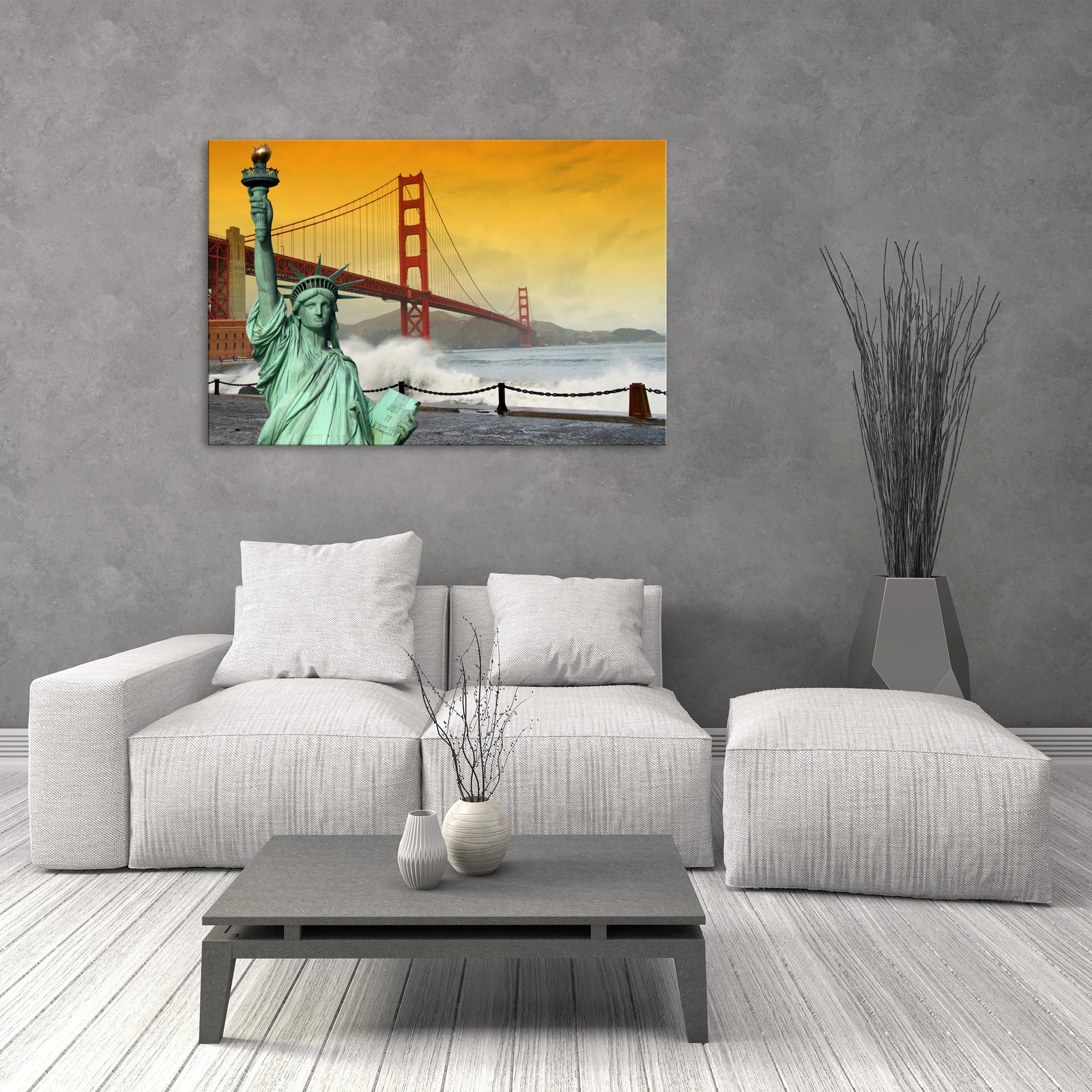 Cities No. 020, shown framed in a room by day