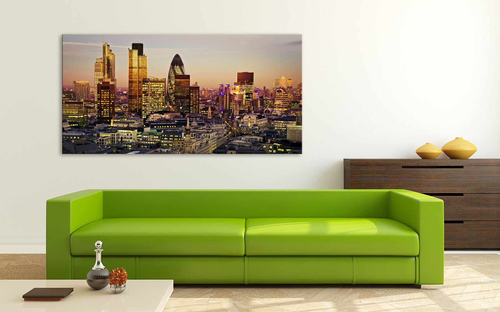 Cities No. 022, shown framed in a room by day