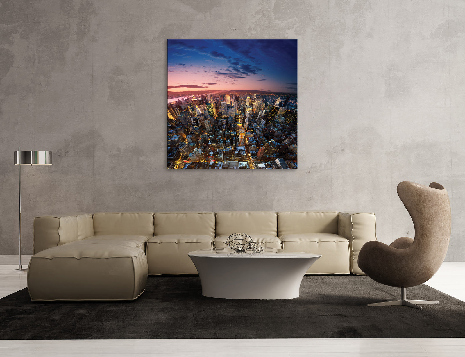 Cities No. 023, shown framed in a room by day
