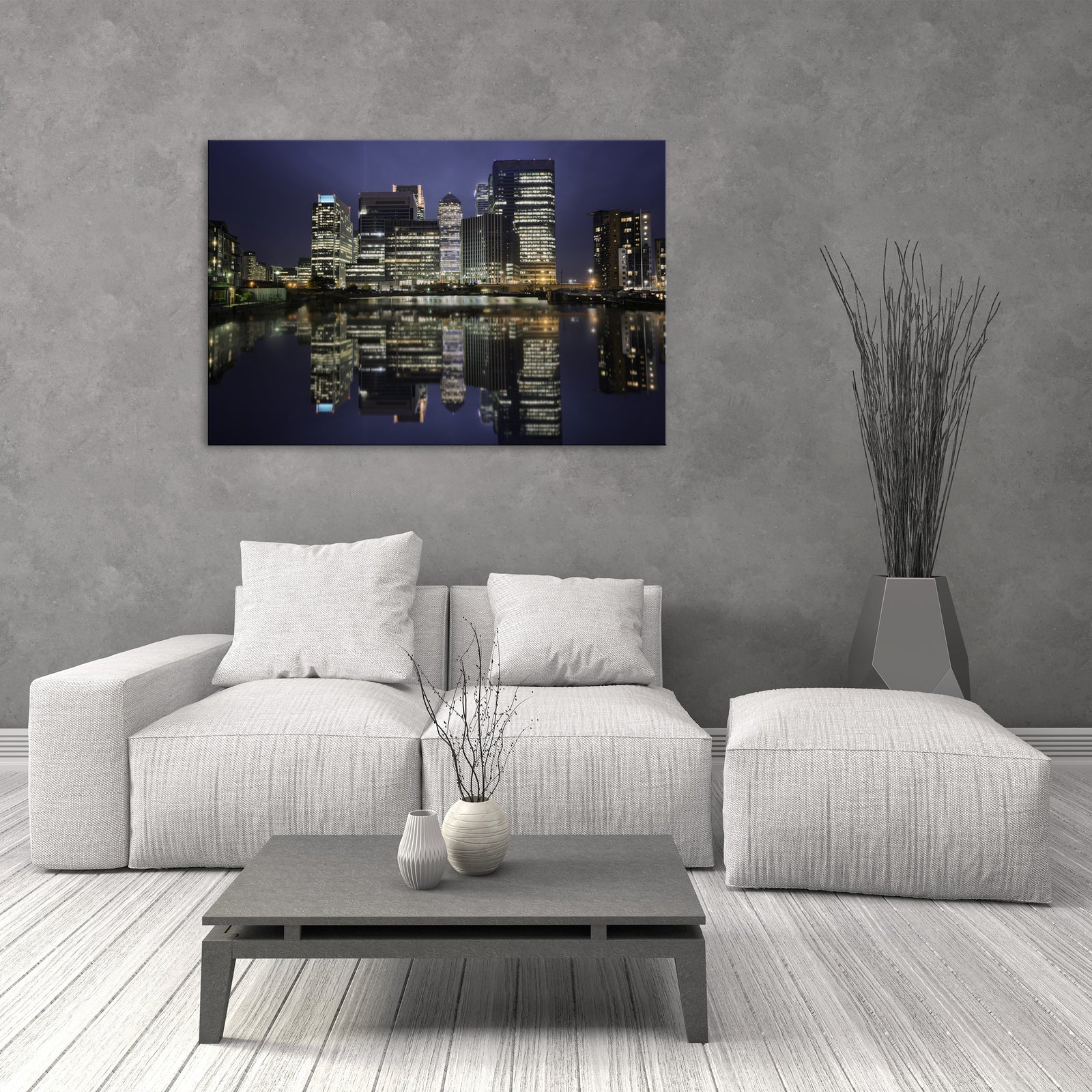 Cities No. 025, shown framed in a room by day