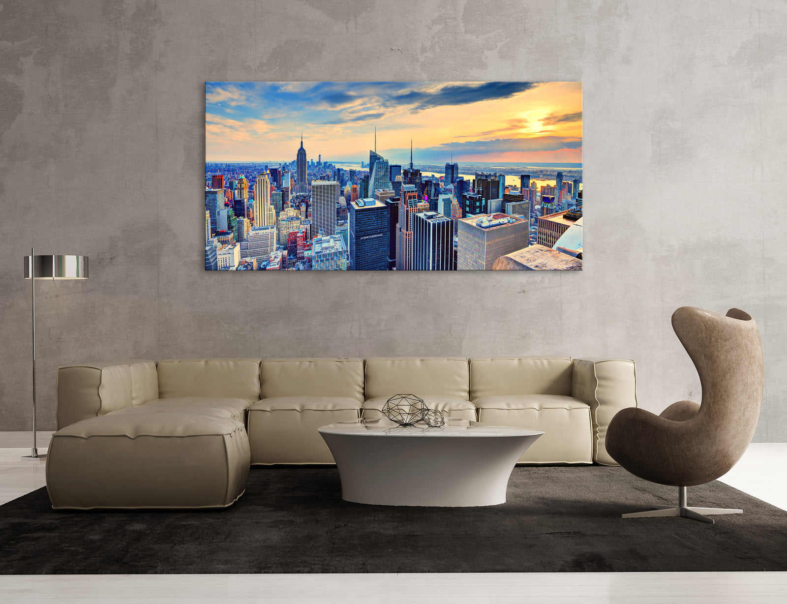 Cities No. 026, shown framed in a room by day