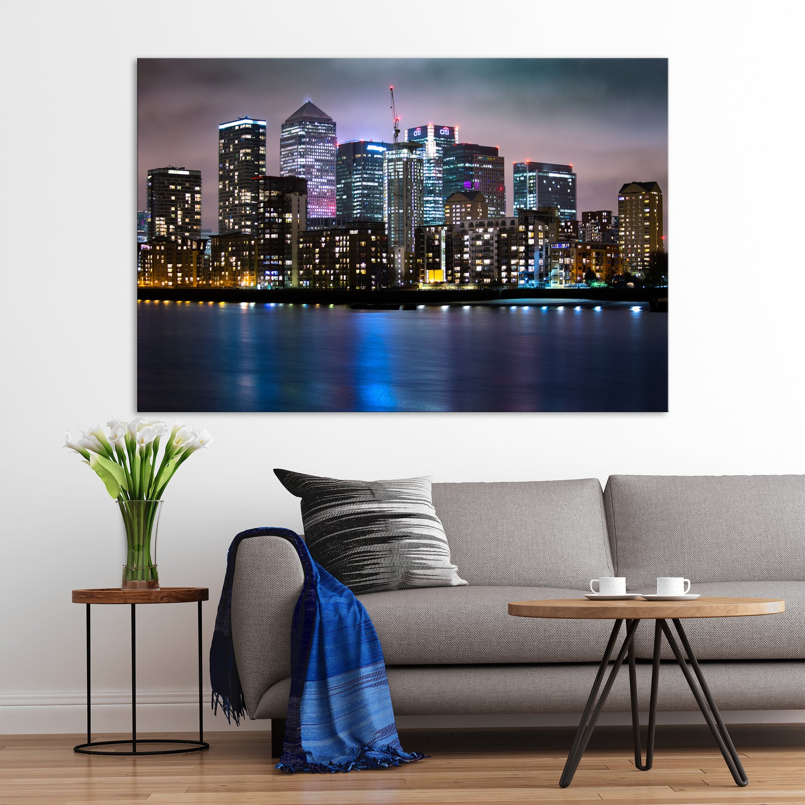 Cities No. 027, shown framed in a room by day