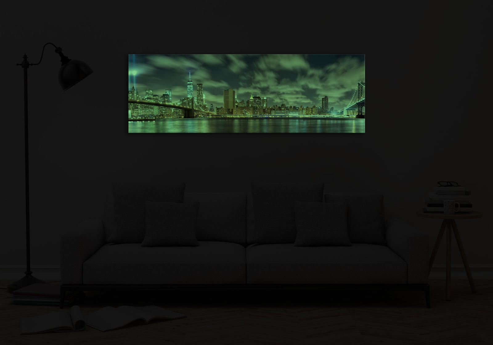 Cities No. 030, glowing in a room at night