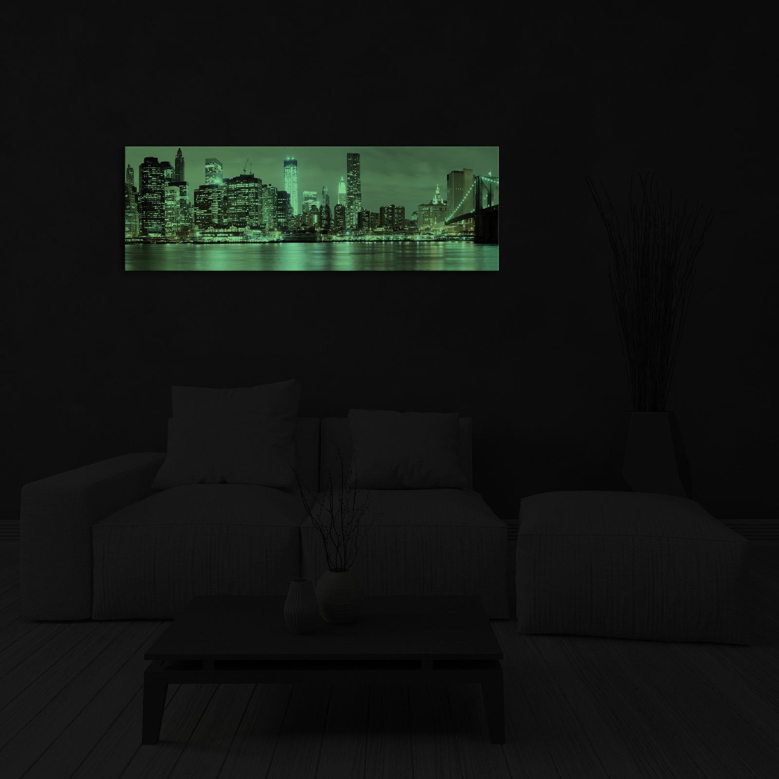Cities No. 031, glowing in a room at night