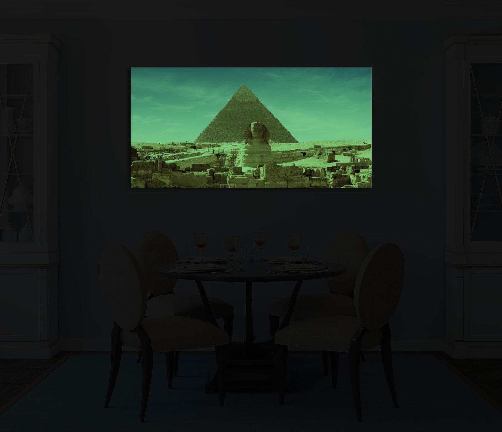 Cities No. 033, glowing in a room at night