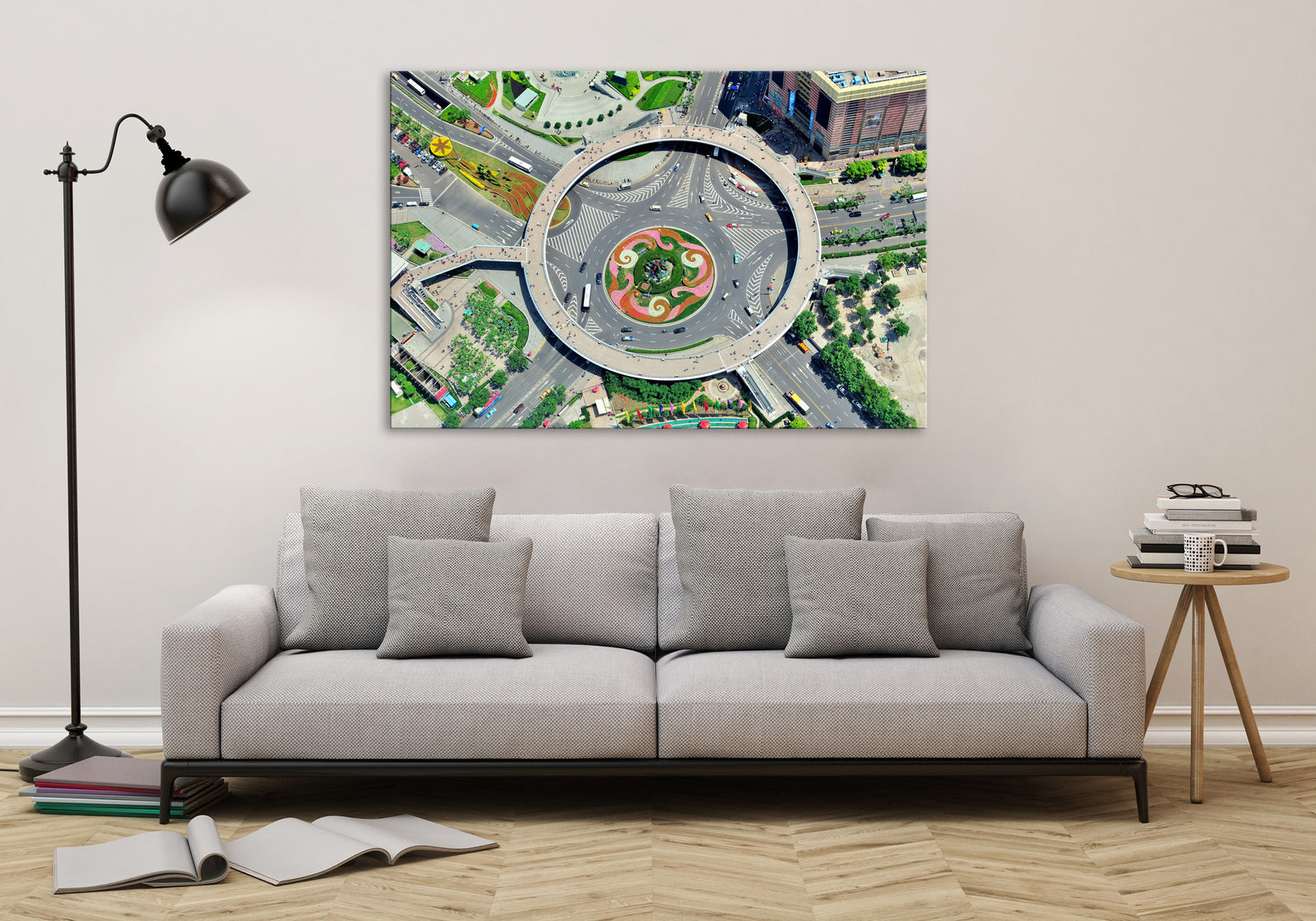 Cities No. 036, shown framed in a room by day