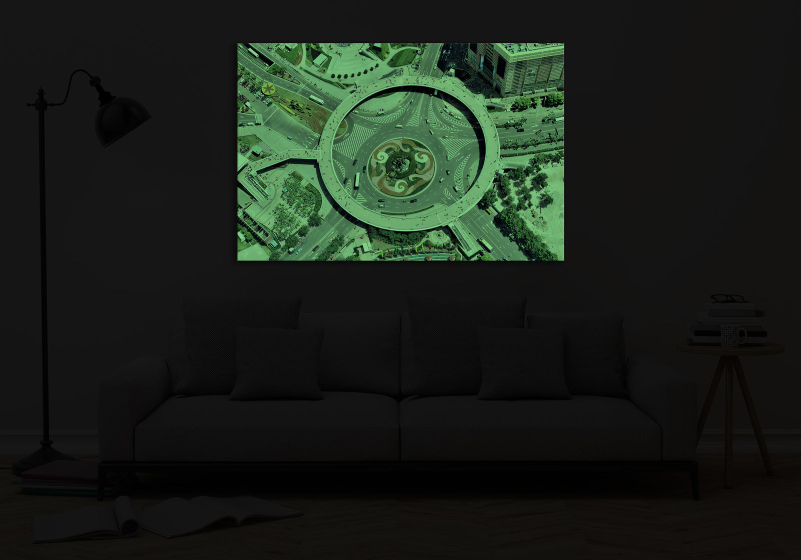 Cities No. 036, glowing in a room at night