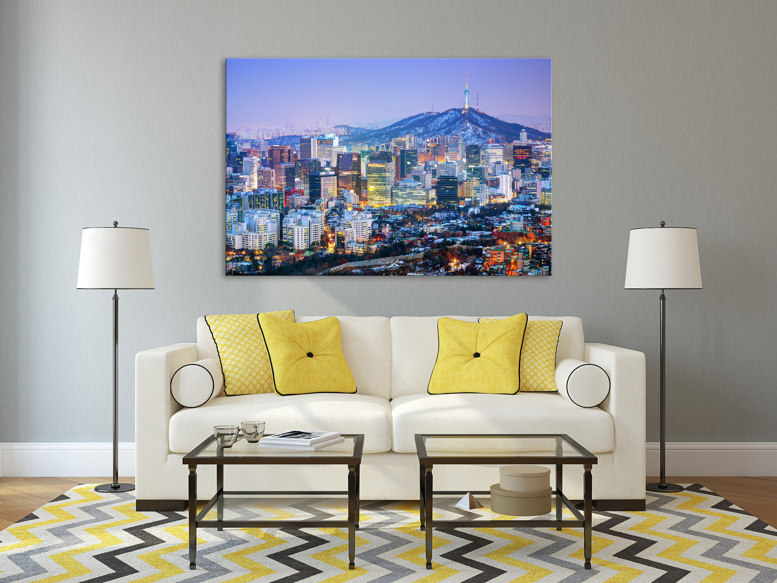 Cities No. 038, shown framed in a room by day