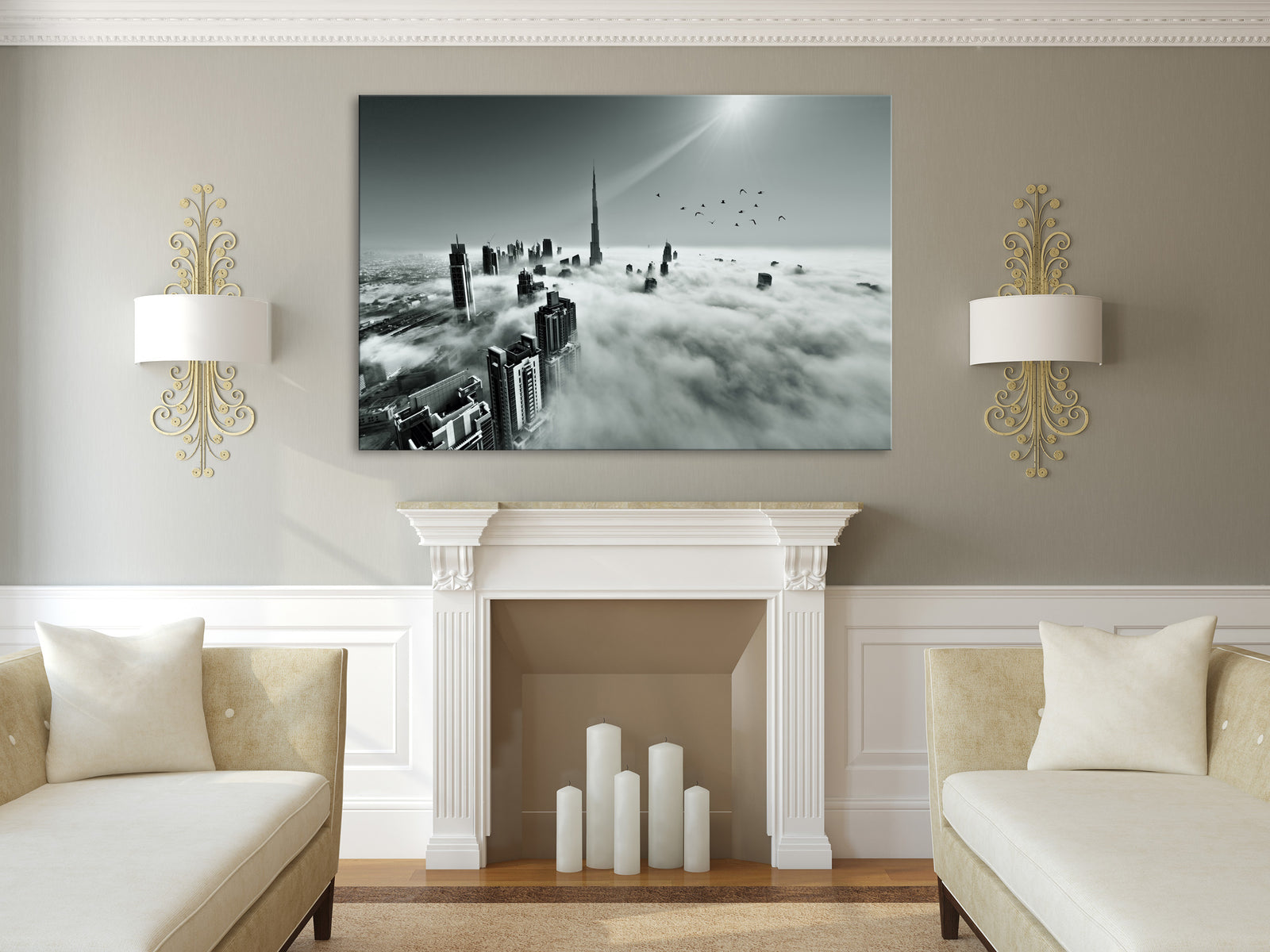 Cities No. 043, shown framed in a room by day