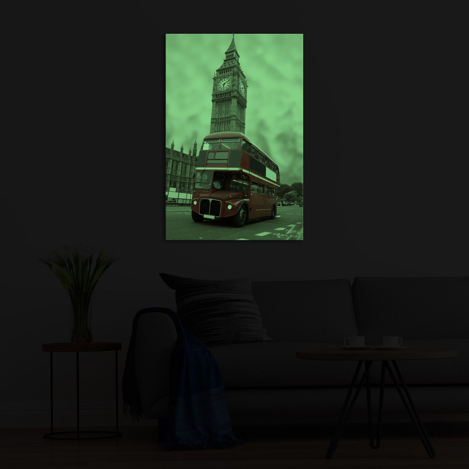 Cities No. 051, glowing in a room at night