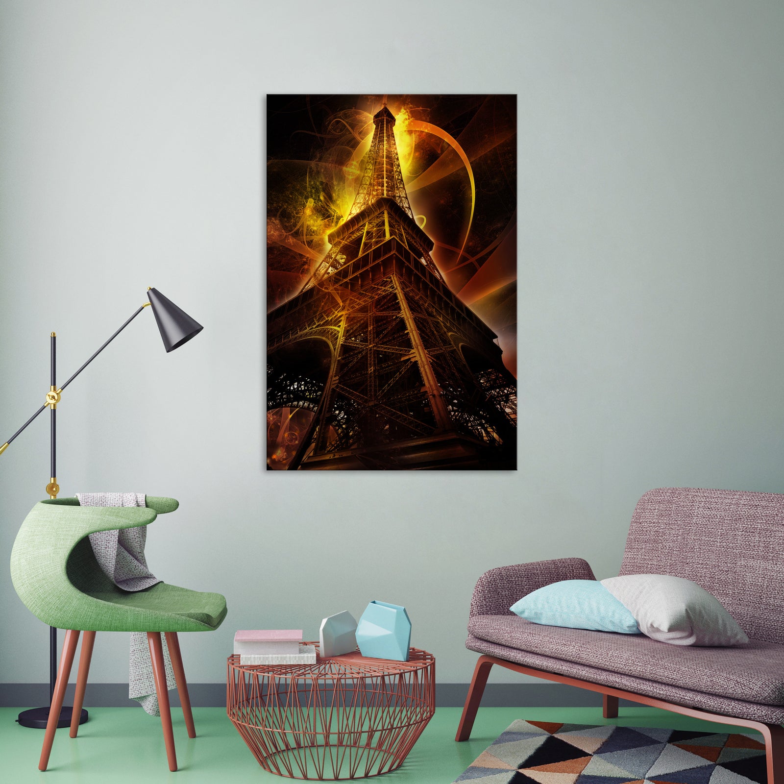 Cities No. 052, shown framed in a room by day