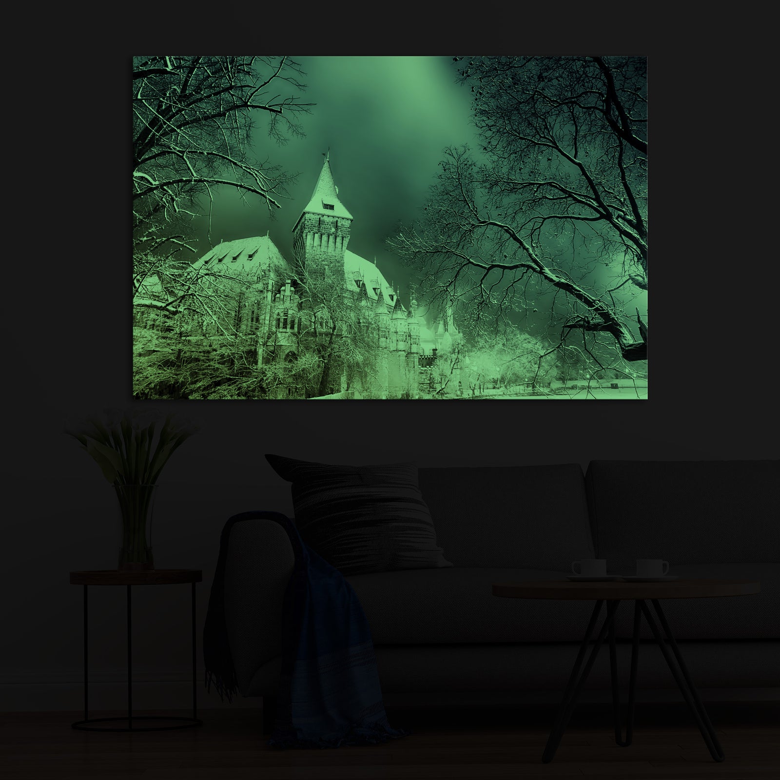 Cities No. 053, glowing in a room at night