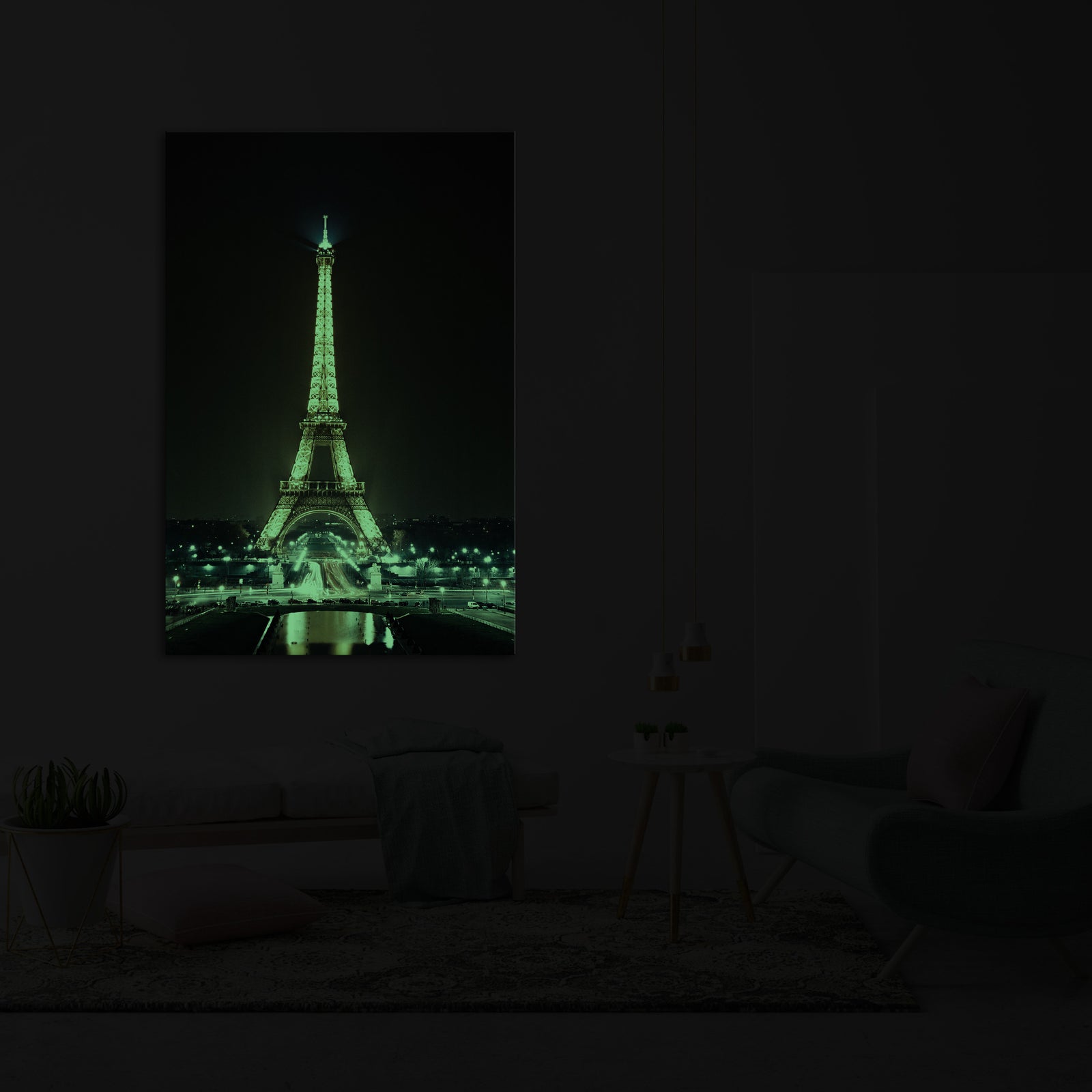 Cities No. 054, glowing in a room at night