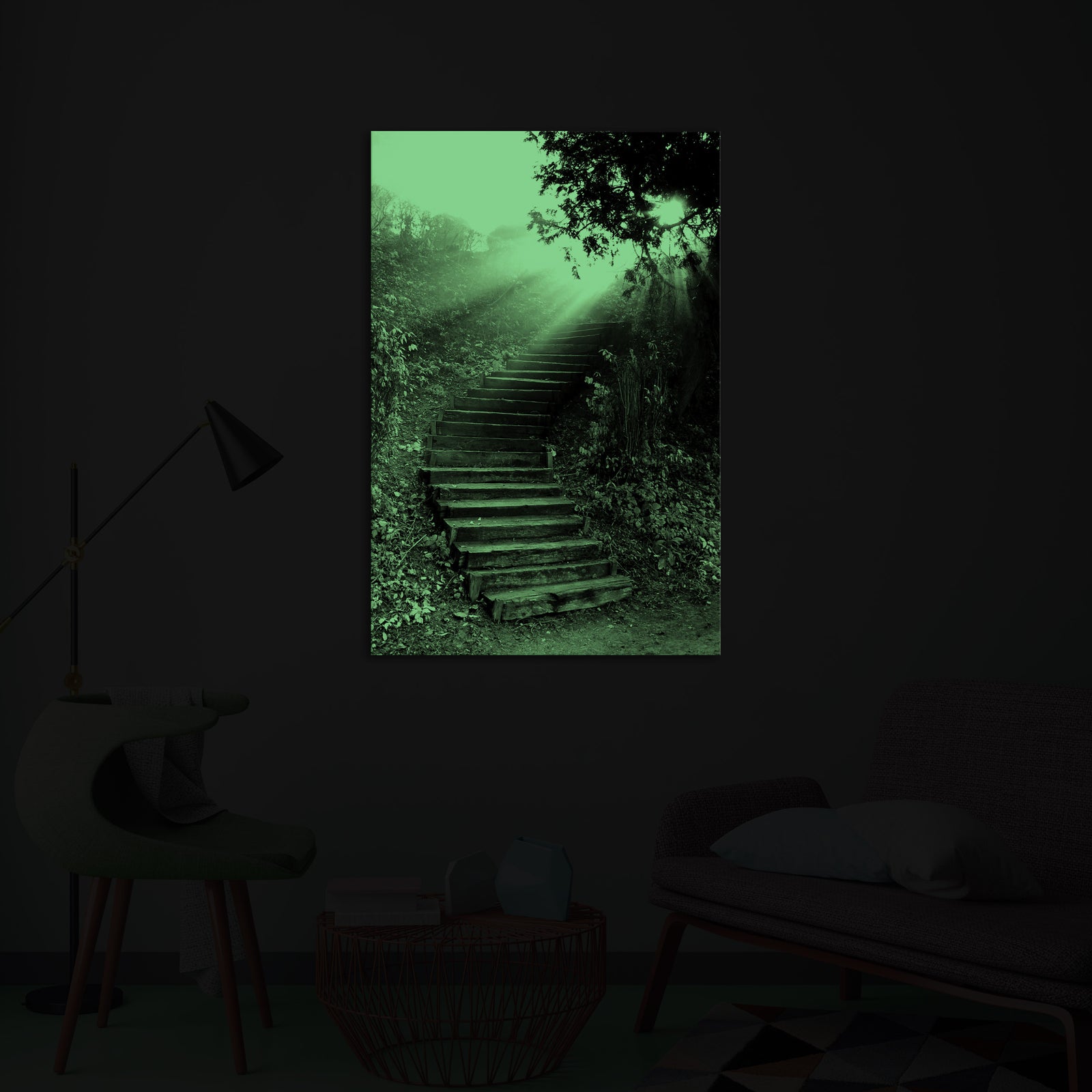 Cities No. 056, glowing in a room at night