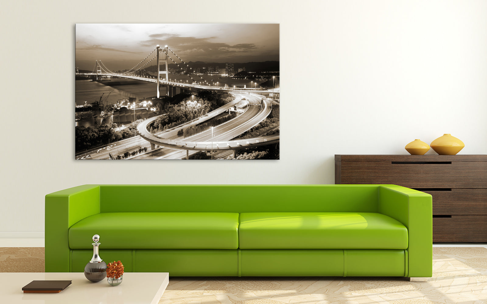 Cities No. 057, shown framed in a room by day