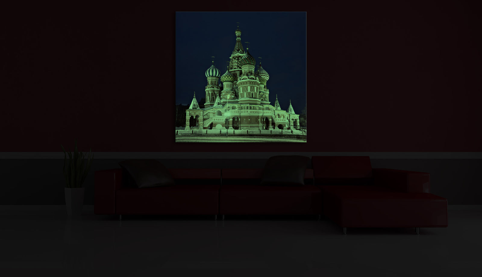 Cities No. 062, glowing in a room at night