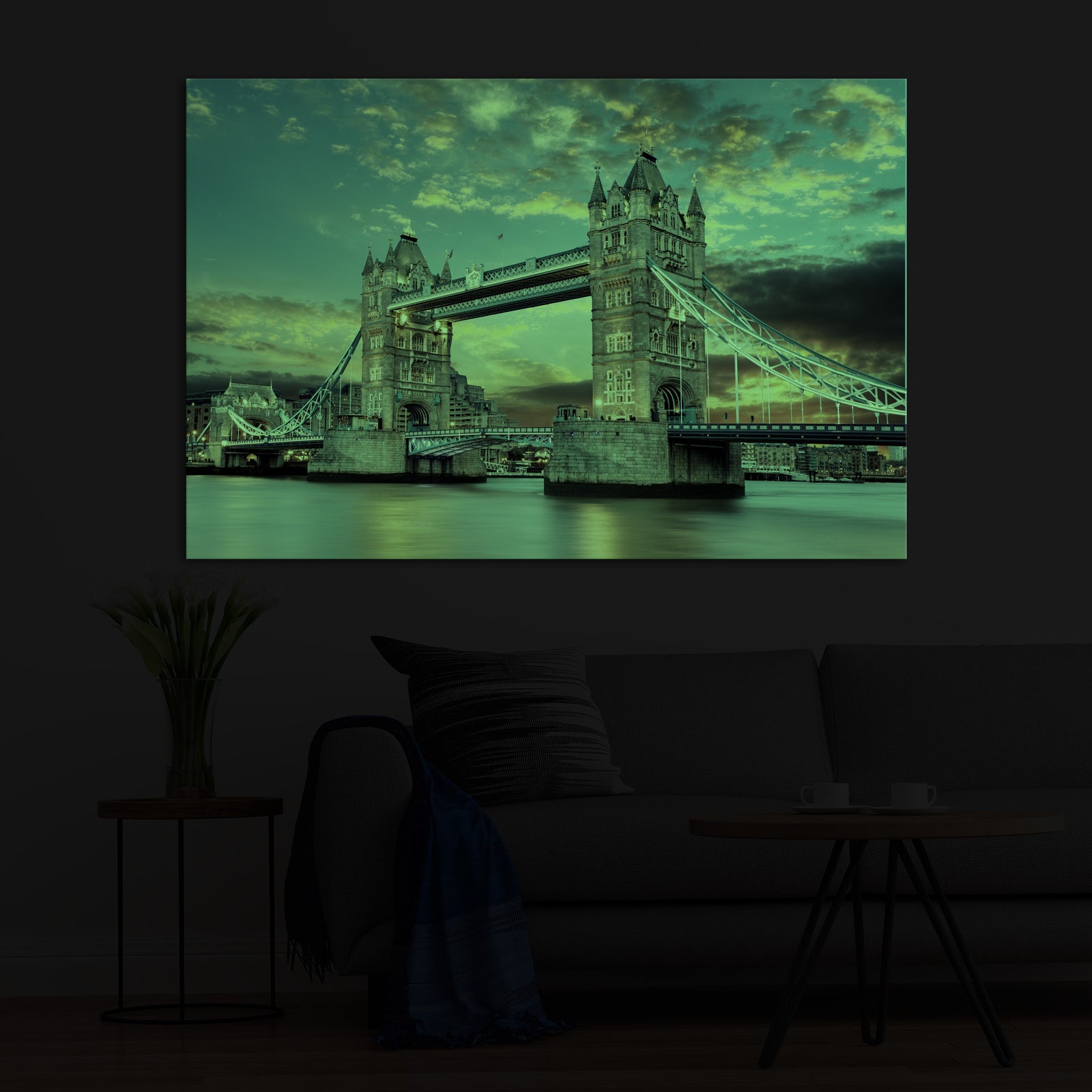 Cities No. 072, glowing in a room at night