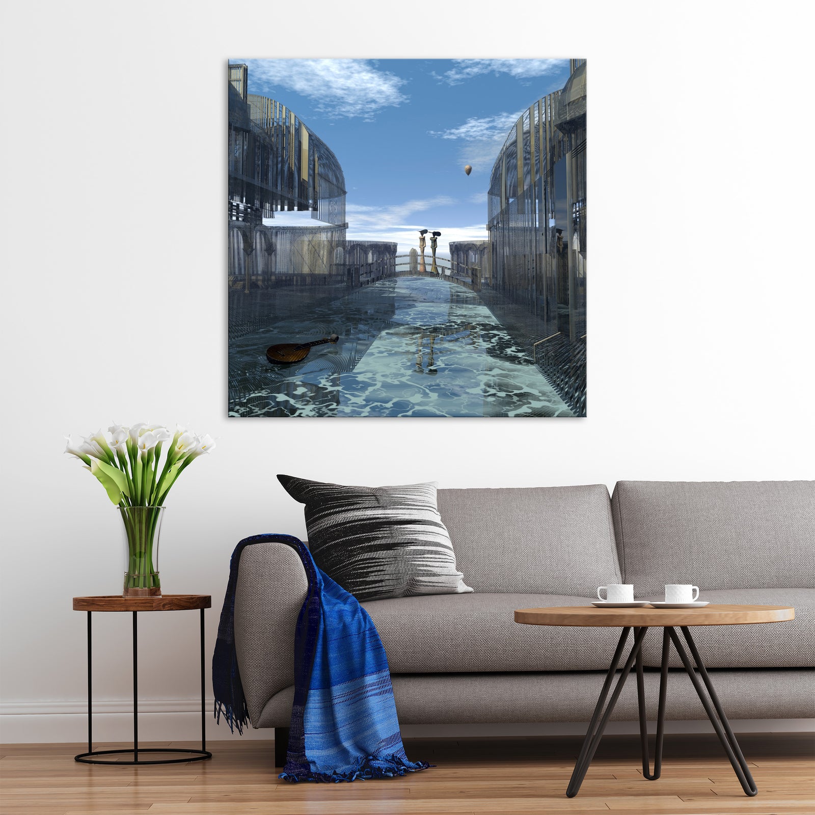 Cities No. 074, shown framed in a room by day