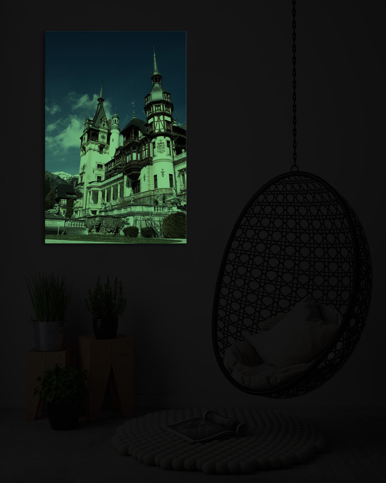 Cities No. 076, glowing in a room at night