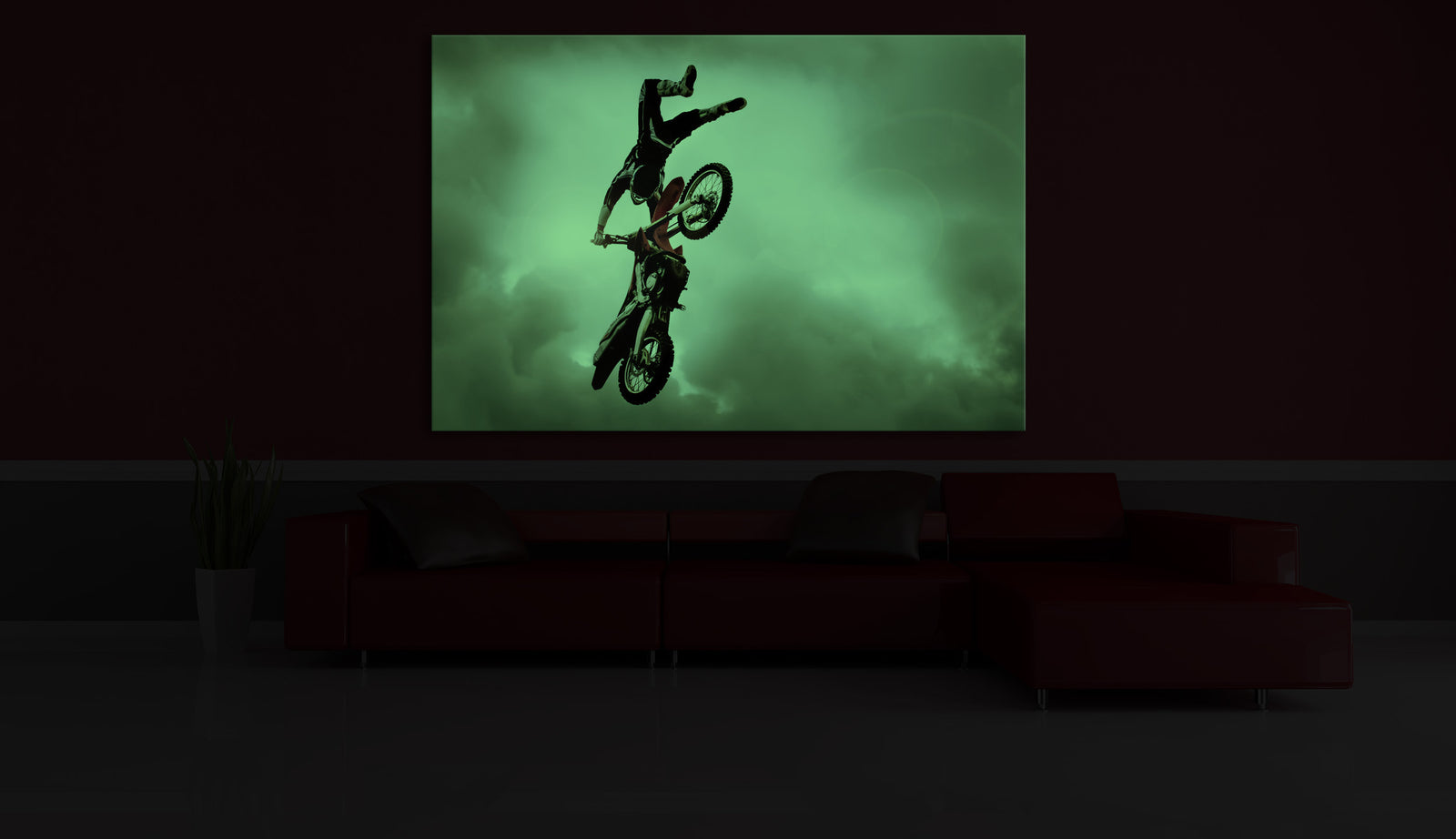 Sport No. 001, glowing in a room at night