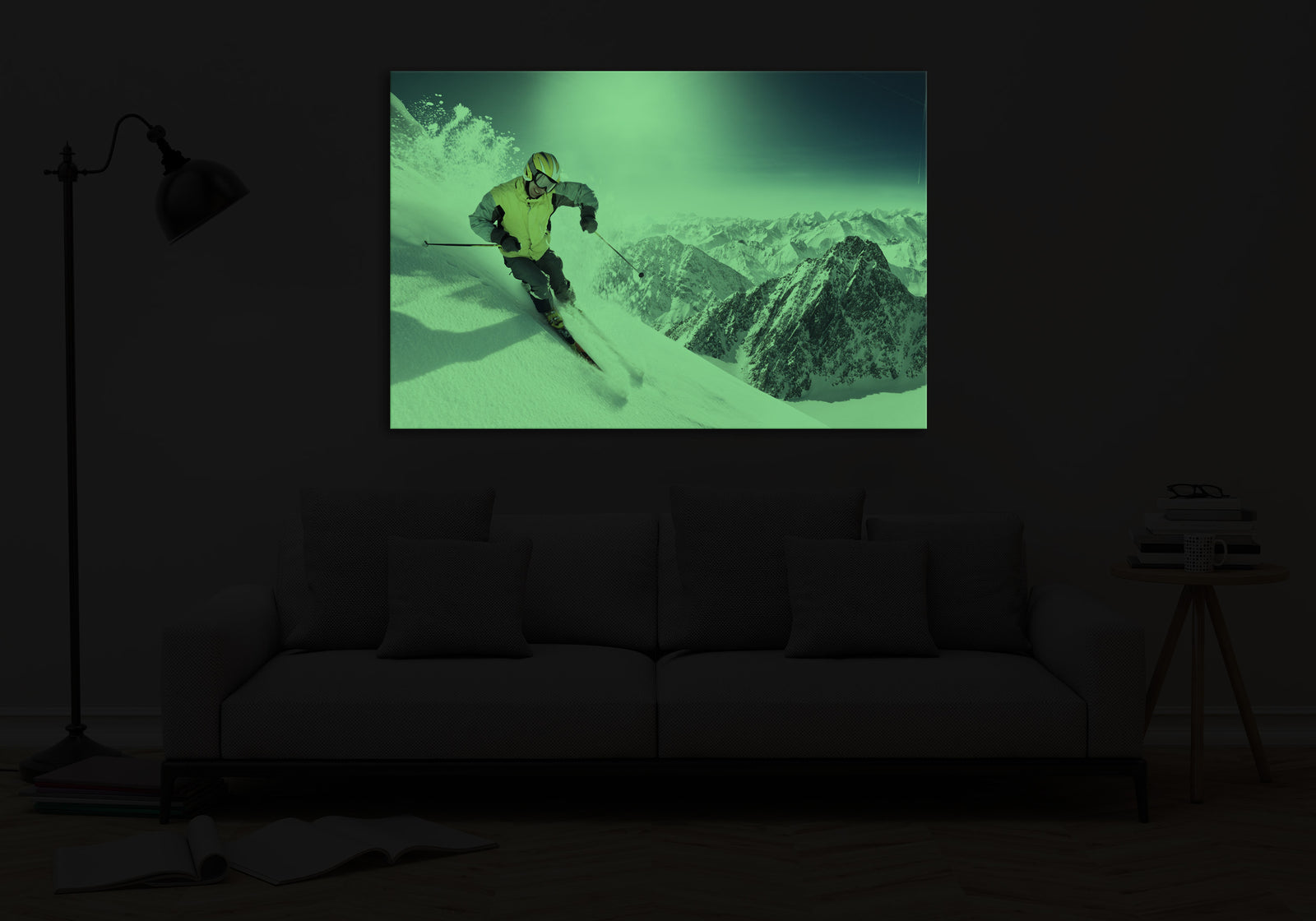 Sport No. 002, glowing in a room at night