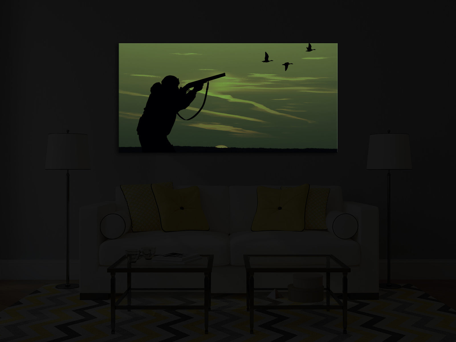 Sport No. 005, glowing in a room at night