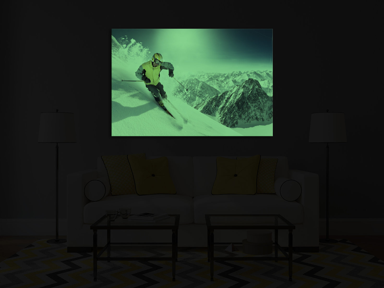 Sport No. 008, glowing in a room at night
