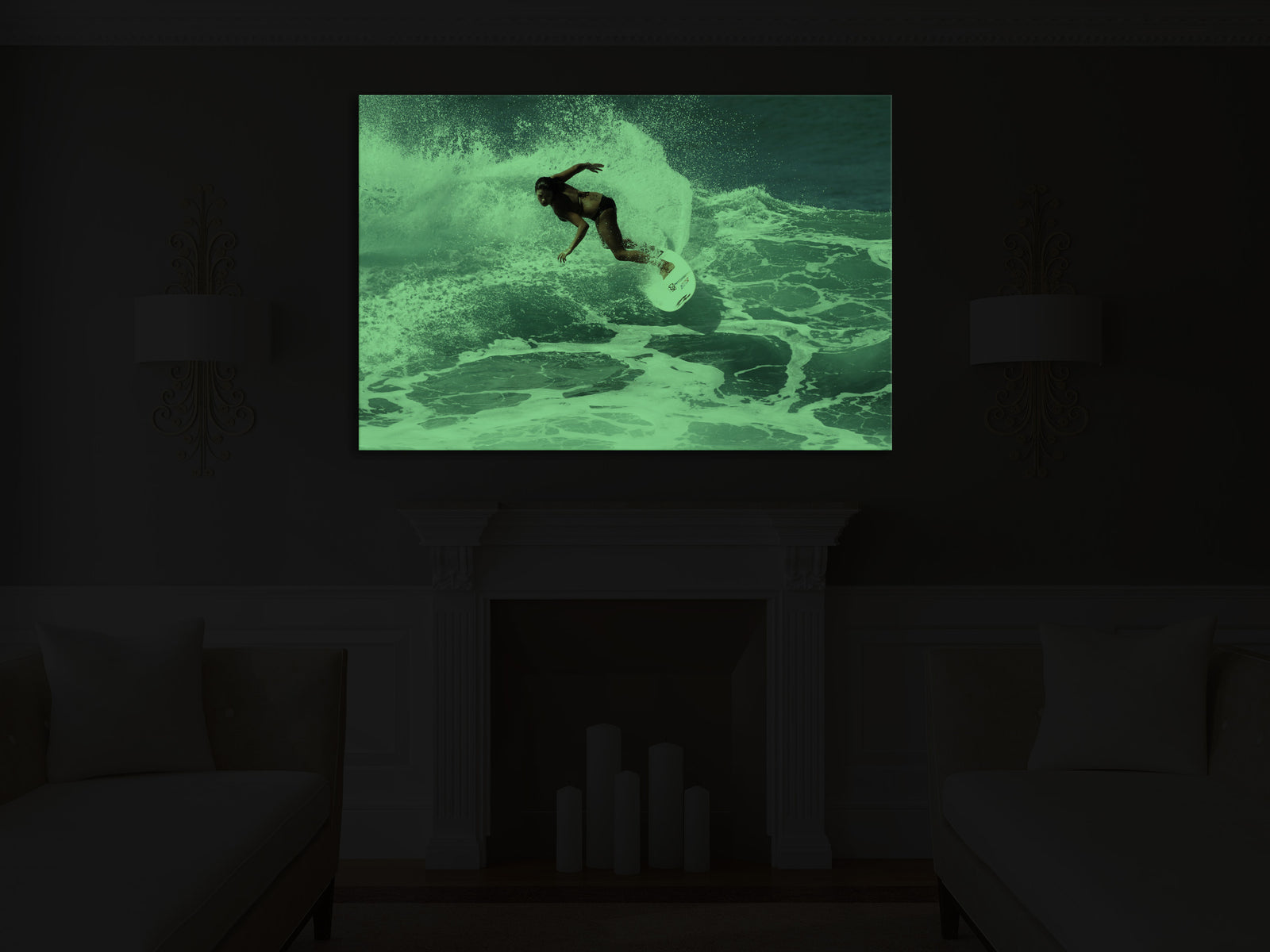 Sport No. 010, glowing in a room at night