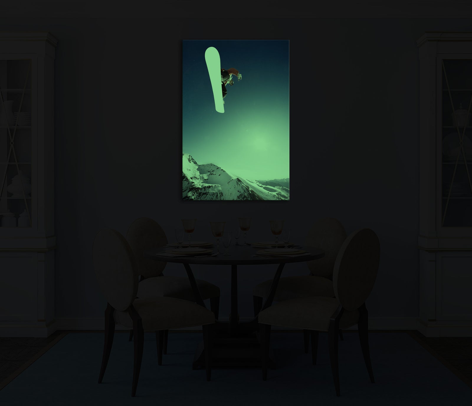 Sport No. 012, glowing in a room at night