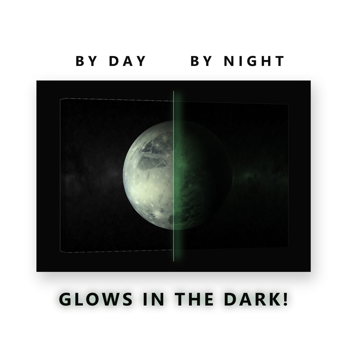 Distant Ice World Glow in the Dark Canvas Wall Art for Home Office, glowing at night