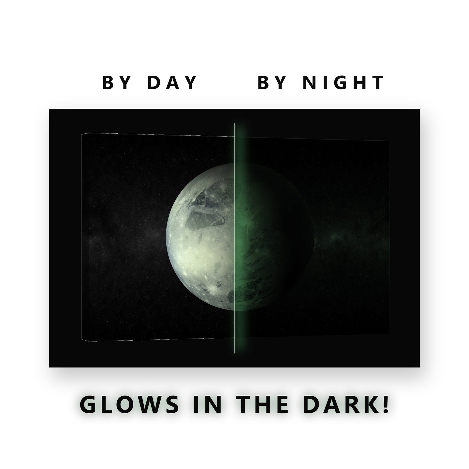 Distant Ice World Glow in the Dark Canvas Wall Art for Home Office, glowing at night