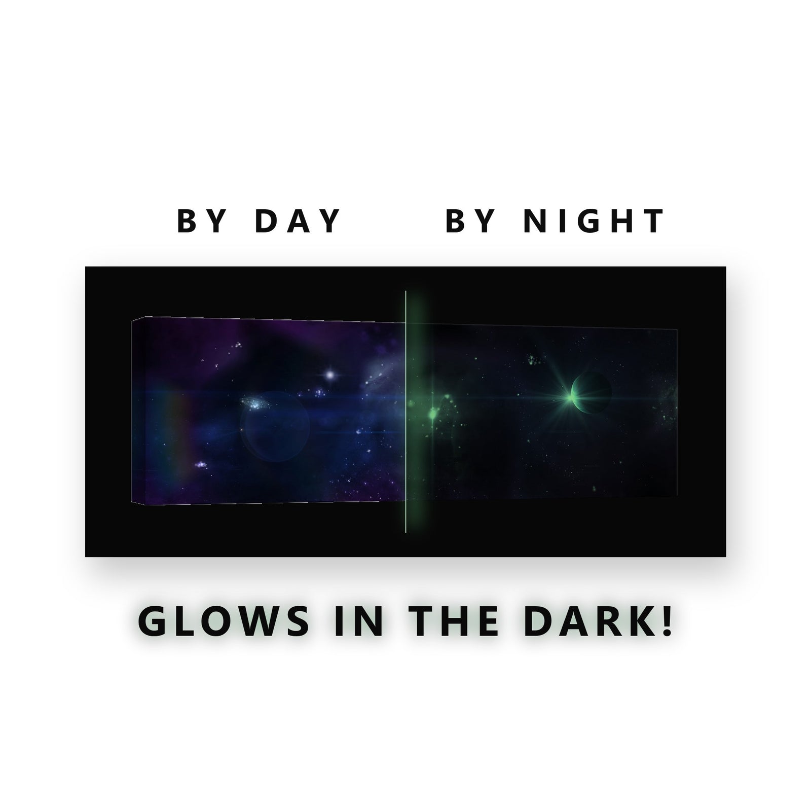 Blue Violet Starfield Glow in the Dark Canvas Wall Art for Bedroom, glowing at night