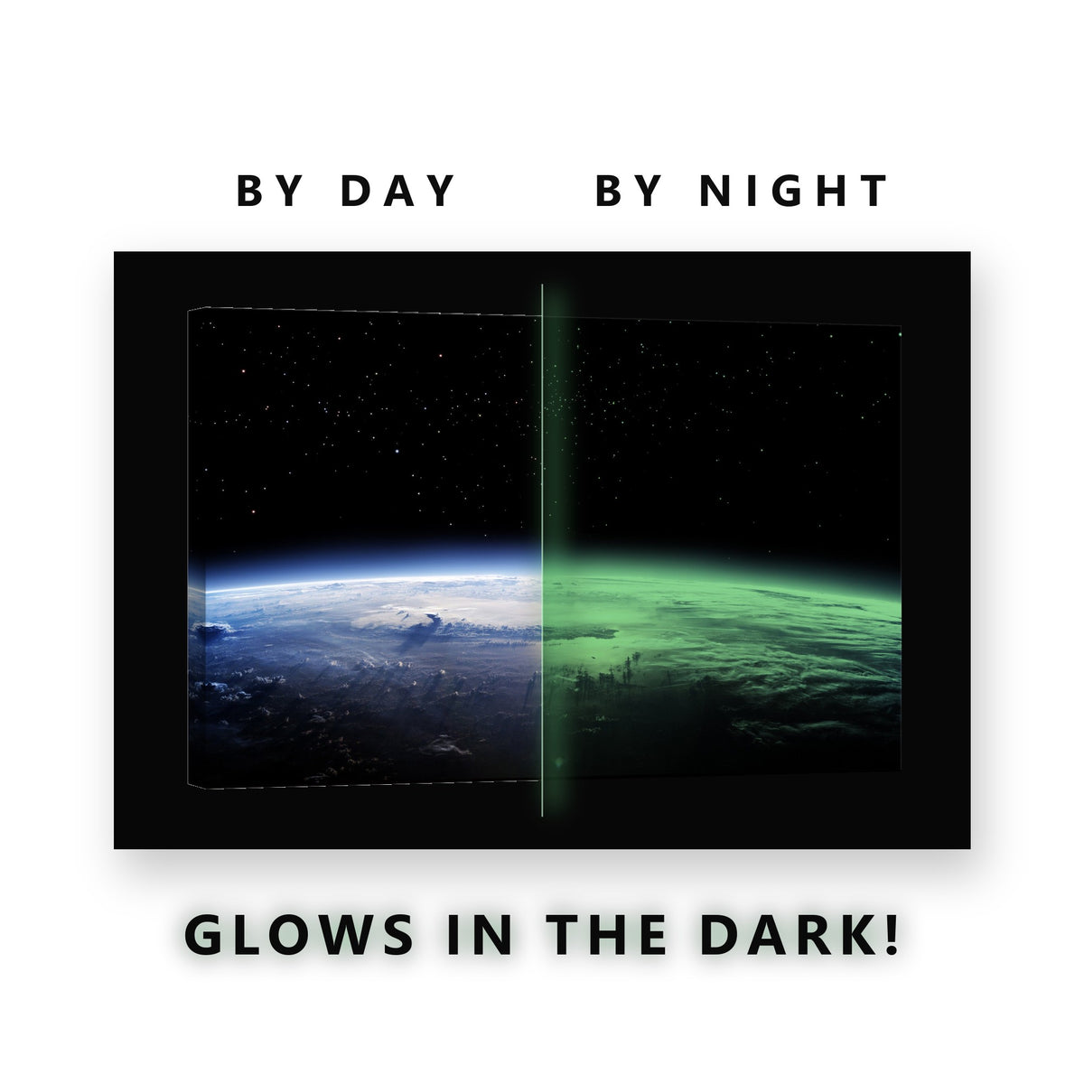 Sunlight on Earth Horizon Glow in the Dark Canvas Wall Art Home Office, glowing at night