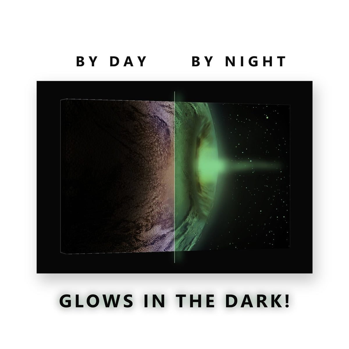 Impact Flash on a Planet Glow in the Dark Canvas Wall Art for Man Cave, glowing at night