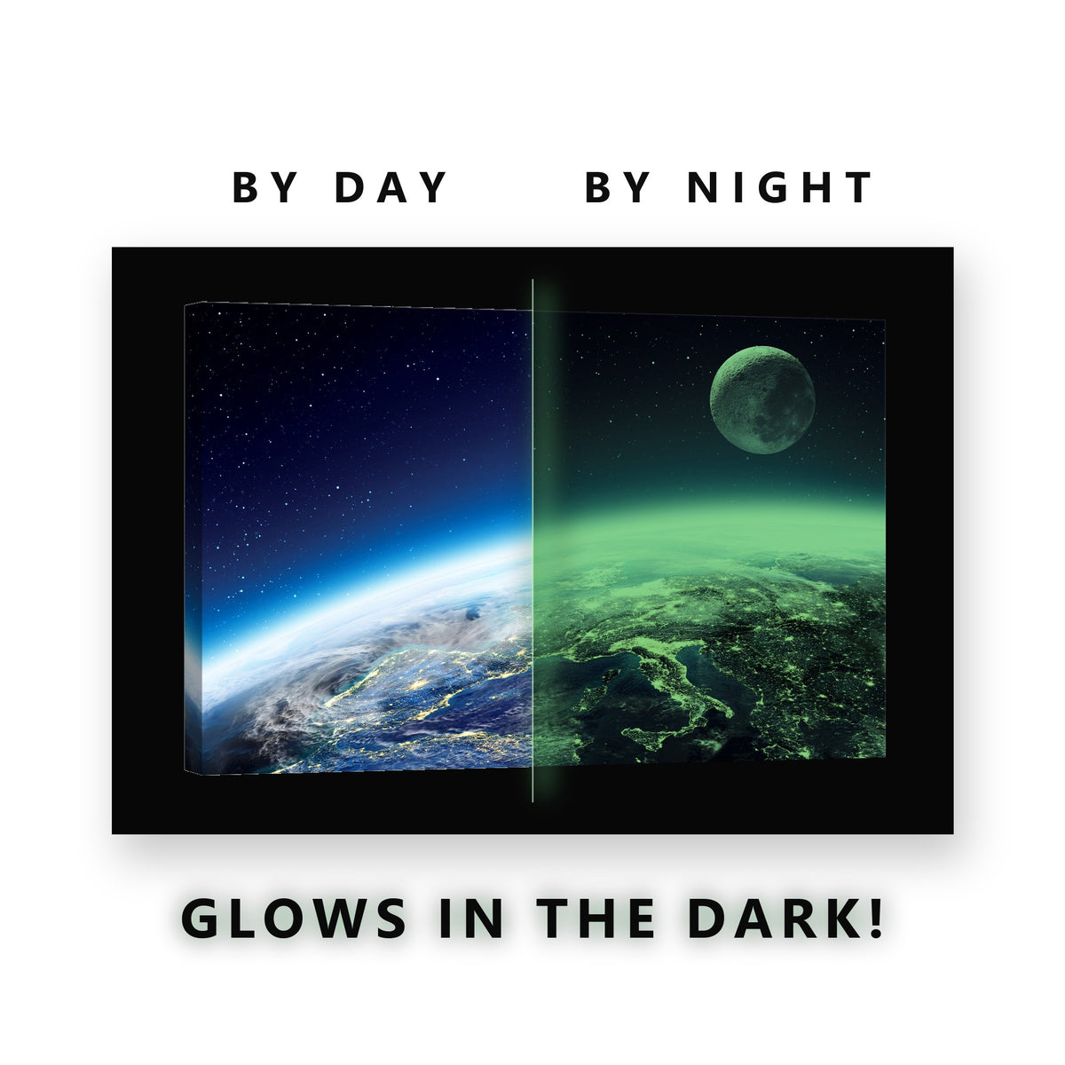 Europe at Night From Orbit Glow in the Dark Canvas Wall Art Home Office, glowing at night